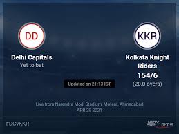 Pbks vs kkr ipl 2021 live score today, match 21 latest cricket updates. Delhi Capitals Vs Kolkata Knight Riders Live Score Over Match 25 T20 16 20 Updates Cricket News