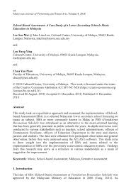 Vernacular schools (where tamil and mandarin are the primary medium of instruction) private schools. School Based Assessment A Case Study Of A Lower Secondary Schools Music Education In Malaysia Malaysian Journal Of Performing And Visual Arts