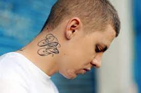 9 star tattoos behind ears; Neck Name Tattoo Ideas Neck Tattoo Neck Tattoo For Guys Side Neck Tattoo