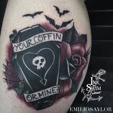 Alkaline new tattoo mixed with 123 his new song. Alkaline Trio Your Coffin Or Mine Tattoo Inkorswimtattoo Ink Tattoo Tattoos Coffin Tattoo