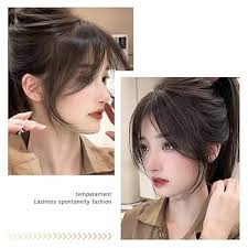Amazon.com : Forehead Fringe Bangs Extension Human Hair 4x8cm Mini  Hairpiece Clip in 25cm Head Top Replacement Topper (Neat Bangs Brown) :  Beauty & Personal Care