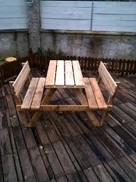 Build Pallet Picnic Table With Backrest Pallet Picnic Tables Picnic Table Pallet Furniture Designs