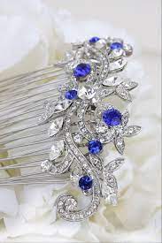 Sapphire Blue Swarovski Crystal Bridal Hair Comb By Bridalwear Wedding Accessories Rhinestone Bridal Bridal Jewelry