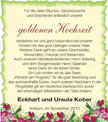 Danksagung Goldene Hochzeit Nordkurier Anzeigen