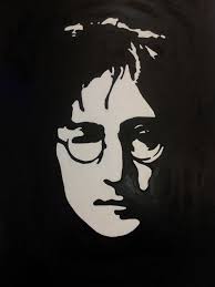 Black And White Acrylic Painting Portrait John Lennon Acrylic And Enamel Black And White 30 X 40 Shadow Painting Black And White Painting Person Drawing