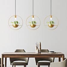 Hang them as a trio above a wooden surface, for a simple lighting fixture with a twist. Modern Gold Single Ring Pendant Lights Plant Led Hanging Lamp Dining Room Bedroom Lighting Fixtures Home Decor Luminaire E27 Ceiling Lights Ceiling Lights Nordiccircle Ceiling Light Aliexpress
