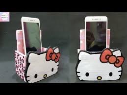 Diy Cardboard Mobile Phone Holder Diy Hello Kitty Mobile Phone Holder Diy Mobile Phone Holder Youtube Diy Hello Kitty Diy Phone Holder Diy Holder