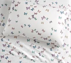 Birds butterfly floral 100% cotton soft duvet cover set single double super king. Monique Lhuillier Organic Butterfly Kids Sheet Set Pottery Barn Kids