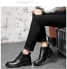 Men Boots With Fur Winter Genuine Leather Work Boots Men Warm Shoes Business Casual Rubber Ankle Botas Leather Plus S Boots Men Work Boots Men Black Boots Men