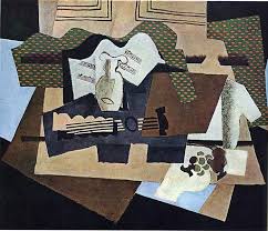 Braque's still life painting, typically of musical instruments, became increasingly simplified, with objects broken down into hard, shining facets to suggest a simultaneous view of their various aspects. Still Life With Guitar 1919 Georges Braque Wikiart Org