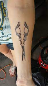 Brings out texture and contrast which becomes noticeable. Finally Got My Vintage Shears Tattoo Cosmetology Barber Hairdresser Tattoos Hairstylist Tattoos Cosmetology Tattoos