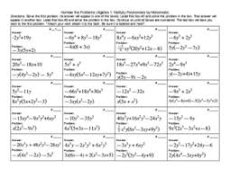 Unit 7 polynomials and factoring homework 6 gina weilson. Multiply Monomial X Polynomial By Hipke S High School Math Activities