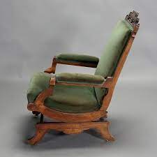 Victorian Platform Rocker W Green Velvet Upholster May 01 2011 Michaan S Auctions In Ca Victorian Rocking Chair Upholstered Rocking Chairs Platform Rocker