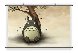 Amazon.com: Japón Anime Mi Vecino Totoro de dibujos animados para colgar de  la pared plateado tela decorativa Póster Horizontal (21.6