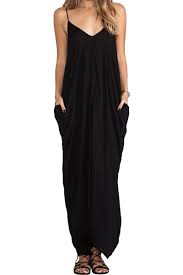 Spaghetti Strap Loose Fitting Maxi Dress Fashion Black Maxi Dress Maxi Dress
