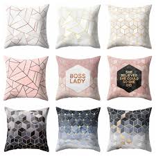 Nordic Style Geometric Cushion Cover Polyester Throw Pillow Case Black White Pink Decorative Sofa Pillows Geometric Cushions Geometric Pillow