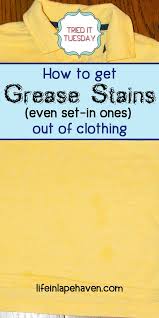 You could get motor oil stains out of clothes by removing the fabric from the lining of clothing. How To Get Grease Stains Even Set In Ones Out Of Clothing Grease Stains Cleaning Hacks House Cleaning Tips