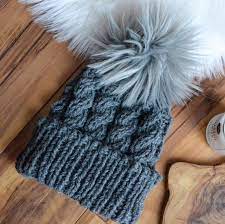 Knitting Kit The Fold Over Cabled Beanie Hat Luxury Knit Etsy In 2021 Diy Knitting Kit Handmade Knit Hats Hand Knitting