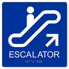 Circle banners with line icons. Ada Escalator Up Sign 4 Colors Available
