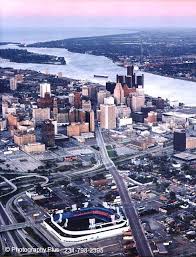 Aerial Photo Of Detroit With The Old Tiger Stadium In The Foreground Detroit City Detroit Detroit History
