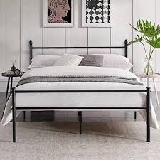 Vecelo Metal Bed Frame Platform Mattress Foundation Box Spring Replacement With Headboard Amp Footboard Black In 2020 Bed Frame Metal Bed Frame Platform Mattress