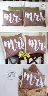 Crochet Pattern Loving These Mr And Mrs Pillows They Would Make A Fabulous Wedding Gift Wedding Crochet Patterns Crochet Wedding Gift Crochet Pillow Cover