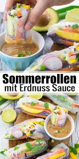 Sommerrollen Mit Erdnusssauce Vegan Heaven Rezept Erdnusssauce Leckere Vegane Rezepte Rezepte