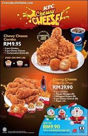 Nah, bagi anda pecinta daging ayam yang memiliki budget sedikit maka tentunya sangatlah murah bukan? 12 Dec Onwards Kfc Chewy Cheese Combo For Doraemon Plush Toys Promotion Everydayonsales Com Fast Food Menu Food Menu 200 Calorie Snacks