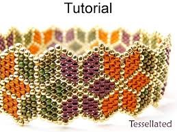 Beading Tutorial Pattern Bracelet Brick Stitch Christmas Poinsettia Autumn Leaf Bracelet Simple Bead Patterns Tessellated 10068 Seed Bead Tutorial Beading Patterns Beading Tutorials