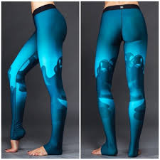 ultracor lux ink printed leggings aqua 2 yoga