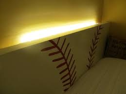 Built In Night Light Glow Screwed Ikea Ledberg Led Light Strip Along The Back Of N S Baseball Bed No More Complaints Of A Baseball Bed Night Light Boy Room