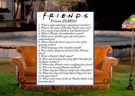 Hard Friends Trivia Created By Wanderlustgirls Friends Trivia Trivia Trivia Questions And Answers