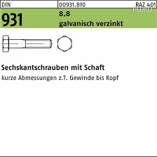 Din stahl güte 8.8 m 3 0,5 x 30 weitere merkmale sind: Sechskantschrauben Mit Schaft Din 931 8 8 Stahl Galvanisch Verzinkt M 18
