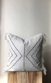 Black And White Boho Pillow Covers Natural Cotton Pillow With Fringe Soft White Colour With Black Arrow Stitch Design 50x50 20 Australia Boho Cushions Neutral Colour Boho Cushions Cotton Pillow Diy Pillows