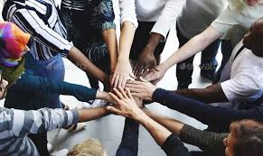 Startup Business People Teamwork Cooperation Hands Together Business People Diverse People Teamwork