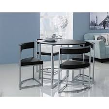 Buy Hygena Milan Black Space Saver Table And 4 Black Chairs At Argos Co Uk Visit Argos Co Uk To Shop Online For Dining Sets Kursi Meja Milan
