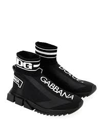 Black And Silver Dolce Gabbana Sneakers Dolce Gabbana Sneakers Sorrento High Top In Maglina Stretch Con Logo In Black Modesens Dolce Gabbana Sneakers Socks Sneakers Dolce And Gabbana Man