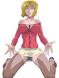 belt bible black big breasts blonde hair blue eyes breasts cross  earrings dress head on kitami reika kneeling lips neck strap nipples nude  nude female open hands shin bible