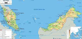 The modern state of negeri sembilan retains the name although there are only seven districts in the state namely, seremban, jempol, port dickson, tampin 1. Physical Map Of Malaysia Map Malaysia Physical Map