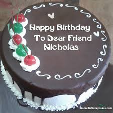 Happy Birthday Nicholas Cakes Cards Wishes Happy Birthday Cake Images Happy Birthday Cakes Birthday Cake Writing