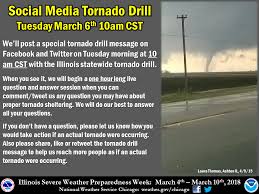 As a potent shortwave trough moved across the southern portions of the country. Us National Weather Service Chicago Illinois Remember An Illinois Statewide Tornado Drill Will Occur Tomorrow Tuesday March 6th At 10 Am Cst And A Test Tornado Warning Will Be Issued For