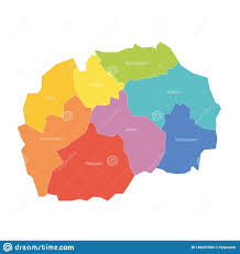 La macédoine du nord (en macédonien : Regions Statistiques De Macedoine Du Nord Carte Des Divisions Administratives De Pays R Gional Illustration Color E De Vecteur Illustration De Vecteur Illustration Du Administratif Oriental 146231594