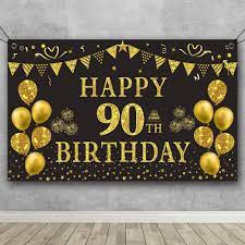 Find & download free graphic resources for birthday. Amazon Com Trgowaul 90th Birthday Backdrop Gold And Black 5 9 X 3 6 Fts Happy Birthday Party Decorations Banner For Women Men Photography Supplies Background Happy Birthday Decoration Toys Games