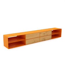 lowboard mnmlsm pill xl holz eiche metall gelborange stahlzart holz lowboard stahl