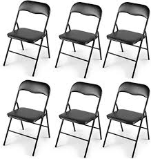 Jaxpety 6pcs Commercial Wedding Quality Stack Able Plastic Folding Chairs Black W Soft Cushion Plastic Folding Chairs Folding Chair Outdoor Folding Chairs
