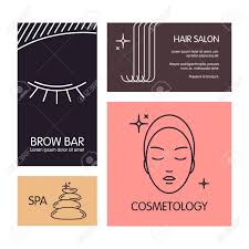This ensures clients have your cards. Set Of Business Cards Vector Template On The Theme Of Beauty And Health Emblems For Hair And Brow Salon Cosmetology Spa Salon Barbershop Royalty Free Cliparts Vectors And Stock Illustration Image 58338453