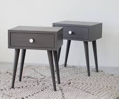 Gray Mid Century Nightstand Bedside Table With Drawer Mid Century Modern Furniture Scandinavian Bedroom Furniture Small Mid Century Modern Nightstand Mid Century Modern Furniture Bedroom Furniture