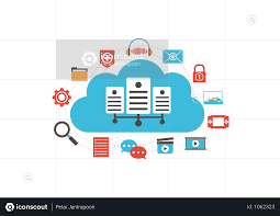 Premium Cloud Server With Media Illustration Download In Png Vector Format Communication Illustration Illustration Clouds