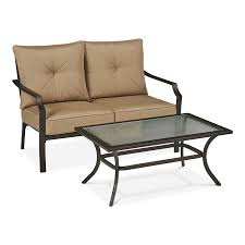 Garden Treasures Vinehaven 2 Piece Metal Frame Patio Conversation Set With Cushions Lowes Com Conversation Set Patio Outdoor Patio Ideas Backyards Modern Patio
