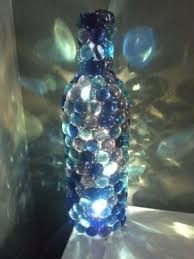 Homemade Nightlight Wine Bottle Glass Gems Christmas Lights Great Idea For A Bathroom Light Bottle Crafts Wine Bottle Crafts Glass Gems